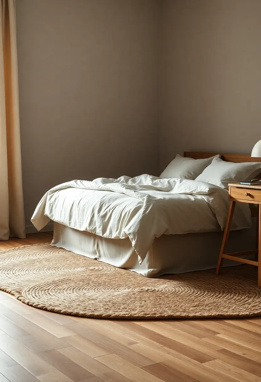 Layered area rugs to zone the sleep space