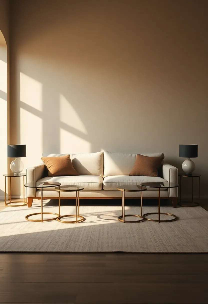 Symmetric seating plan with twin side tables