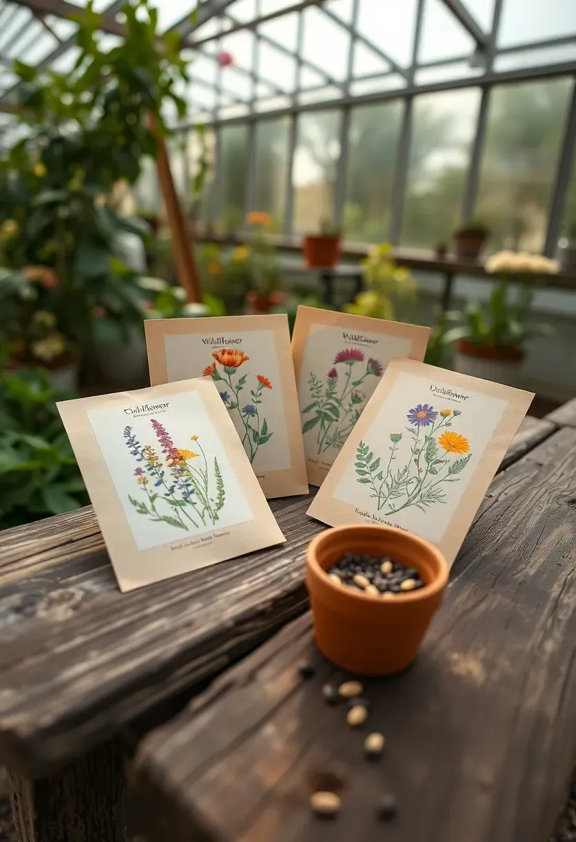wildflower seed packets with baby shower artwork and let love grow printed on them
