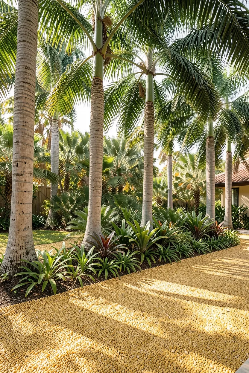 Tropical Gravel Patio with Palms