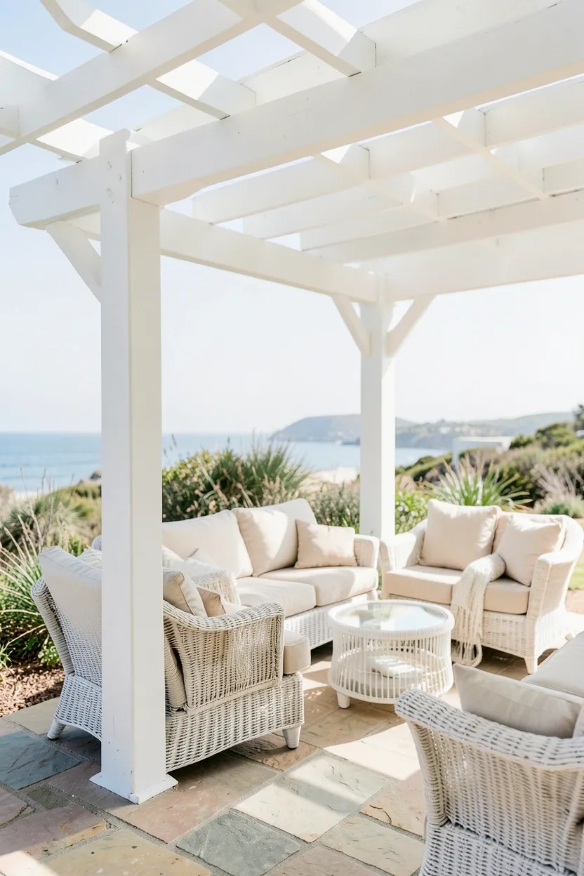 Attached Pergola with String Lights