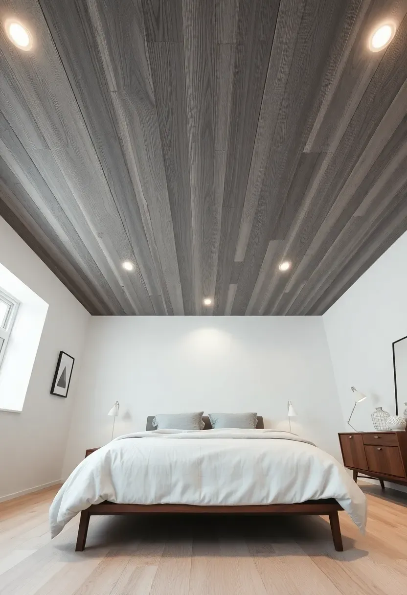 Grey Plank Ceiling with White Walls