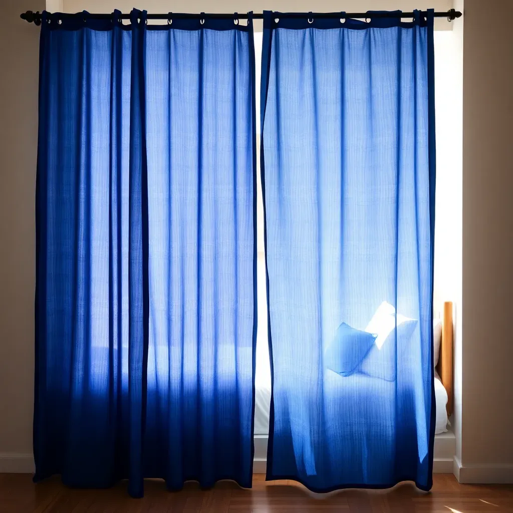 Indigo Dyed Linen Curtains with Simple Hardware