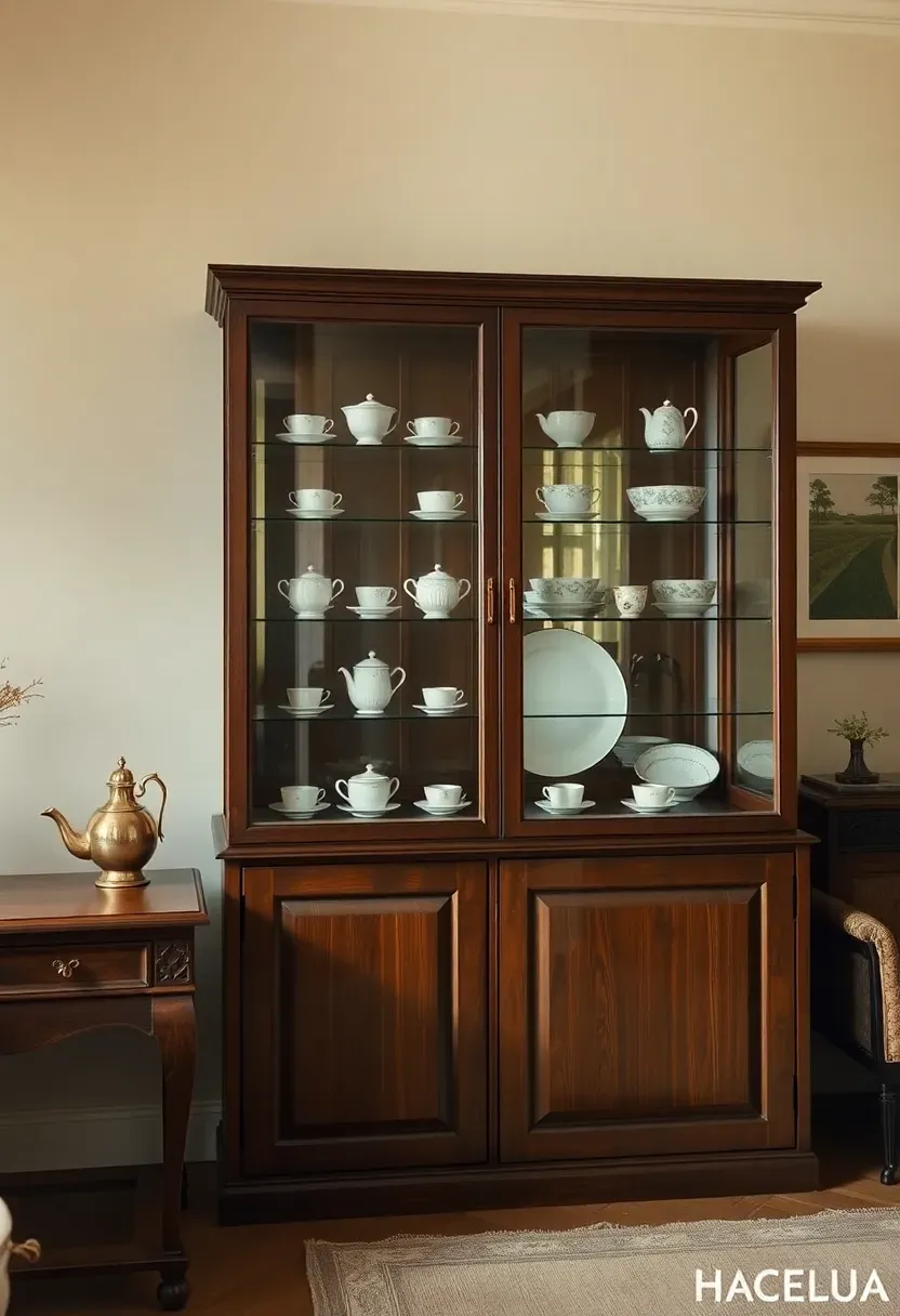 Glass-front tea cabinet display