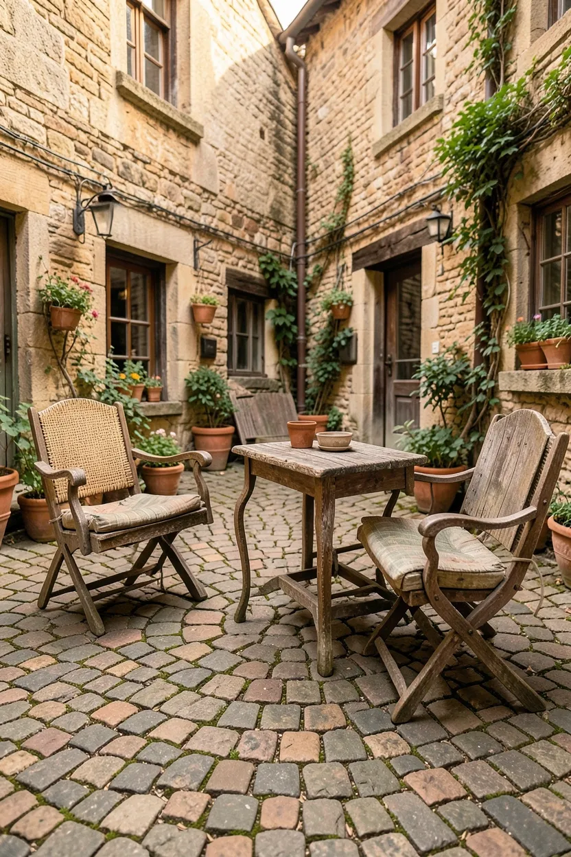 Cobblestone Patio for Vintage Charm