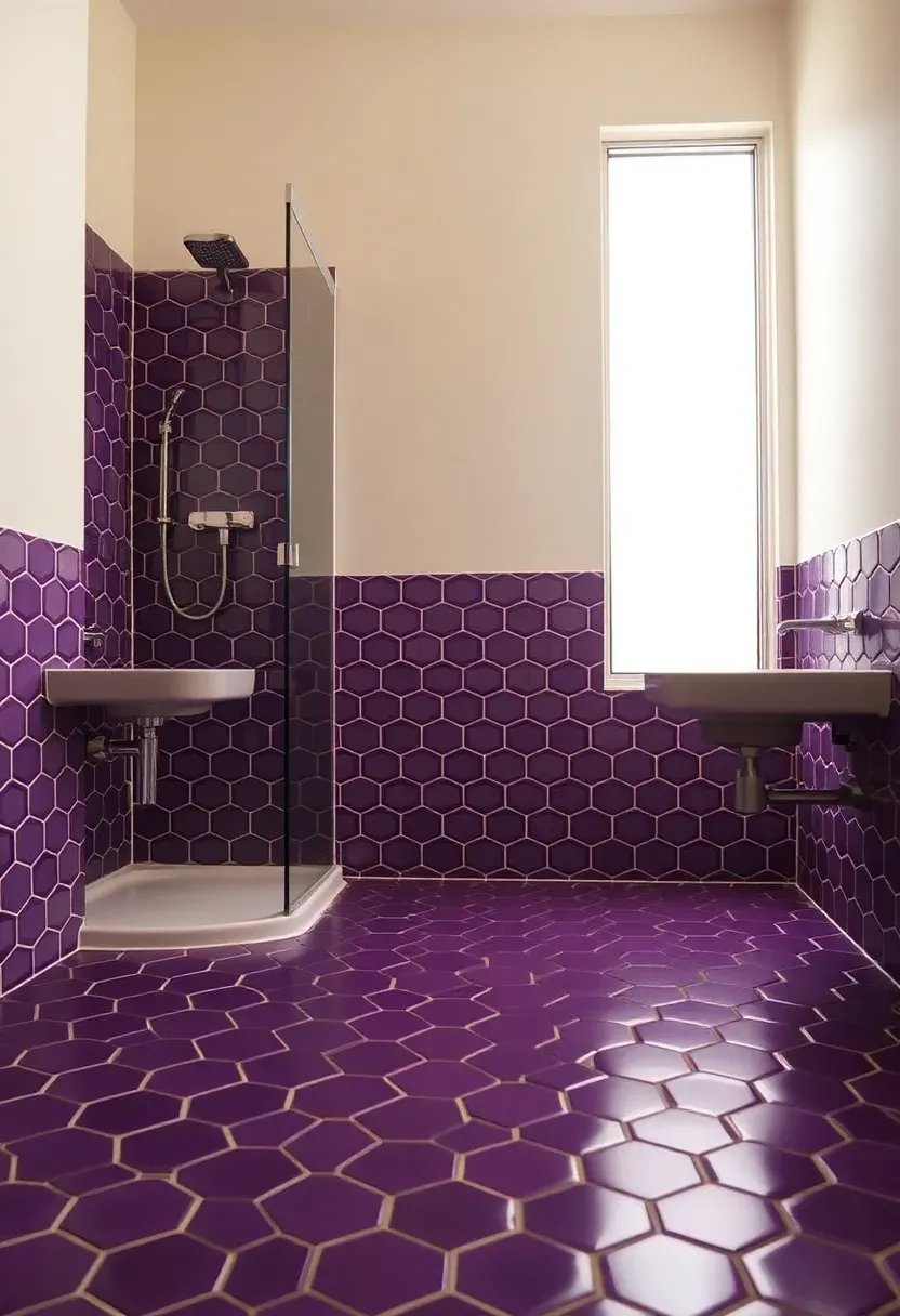 Purple Hexagon Floor Tiles