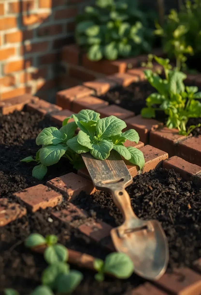 Reclaimed brick raised beds