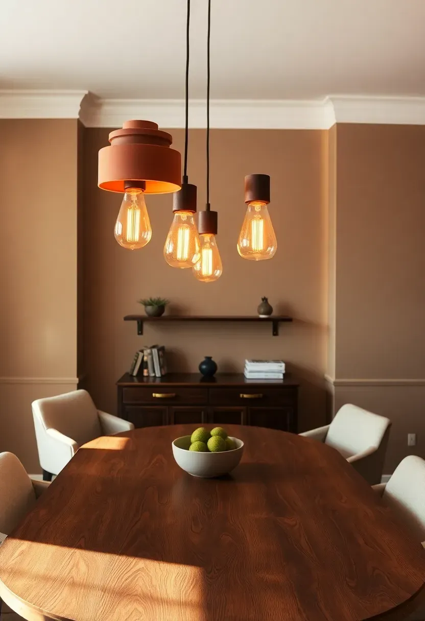 Grand entry hall with a cluster of staggered globe pendants at varying heights, wall sconces flanking a console table mirror, and subtle floor-level LED path lighting guiding movement through the space