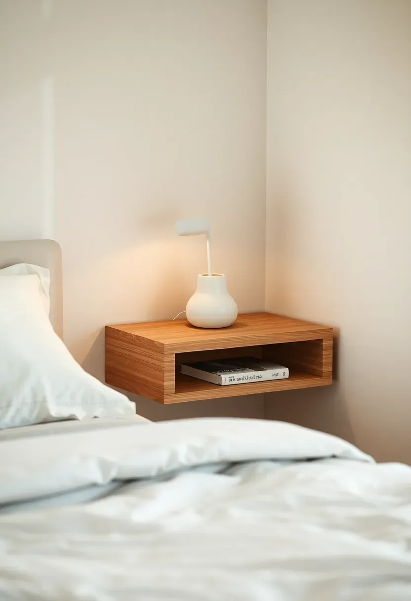 Simple wall mirror adding depth to bedroom