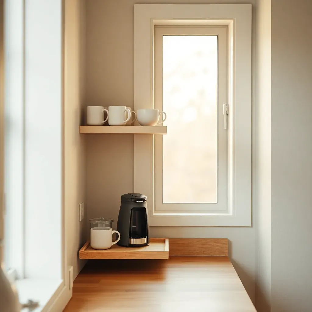 Coffee bar with floating ledge