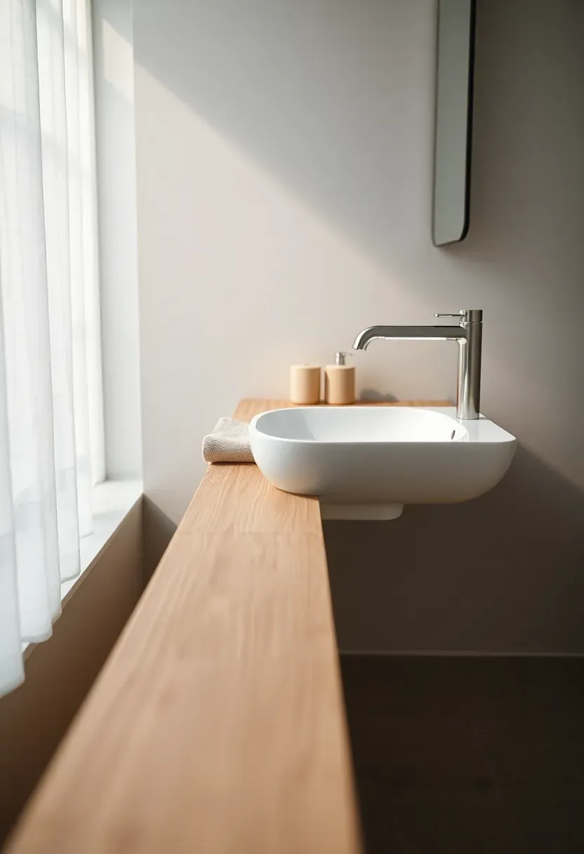 Wall-to-wall floating vanity shelf