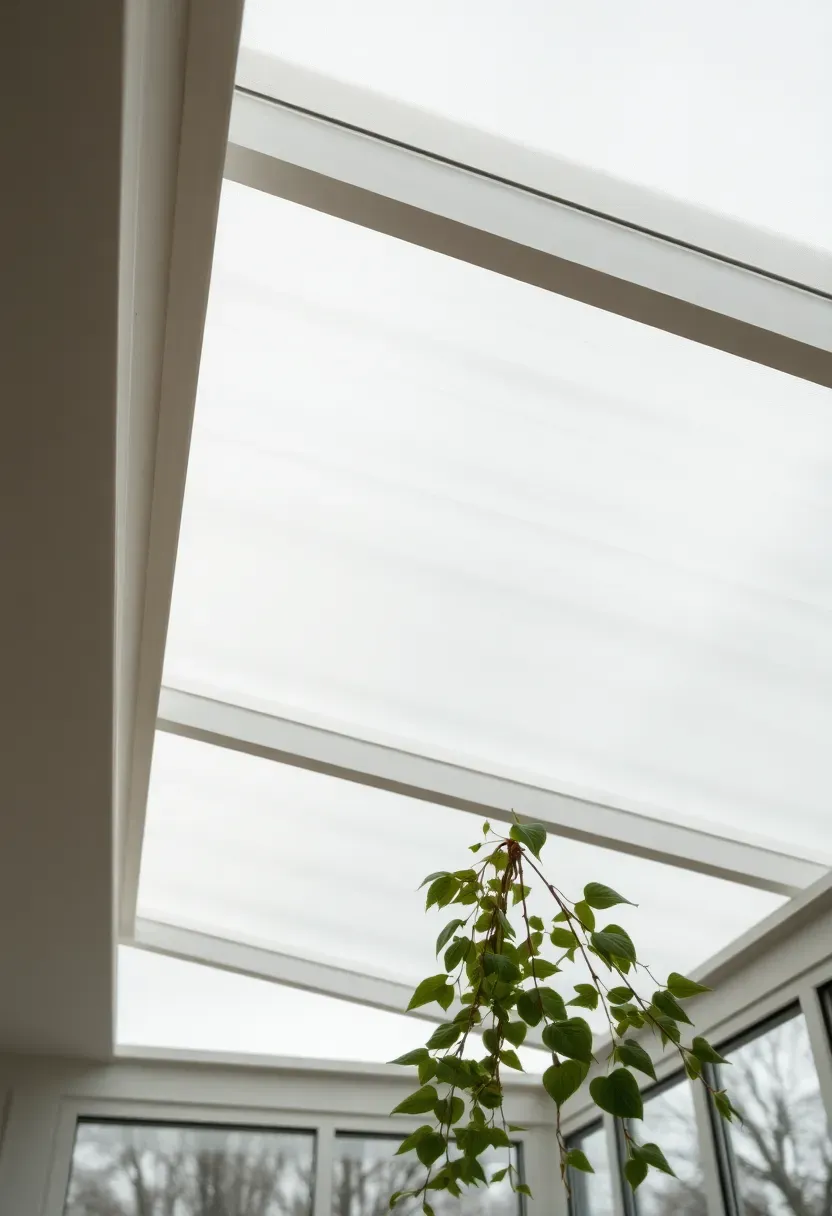 Insulated polycarbonate roof panels on an enclosed sunroom letting in diffused light while keeping heat inside during winter
