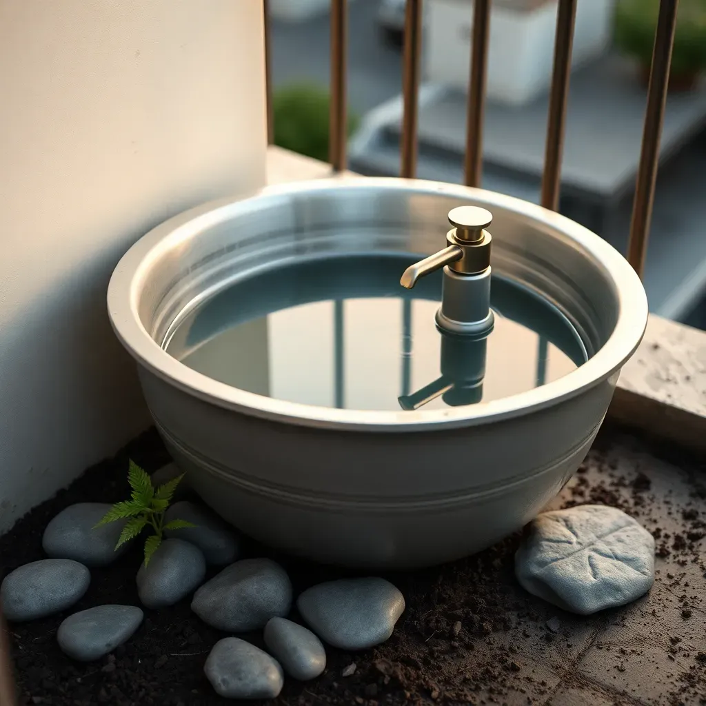 Zinc tub water bowl with a quiet pump