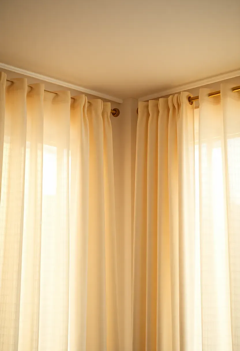 floor-to-ceiling sheer curtains softening window light in a sunroom