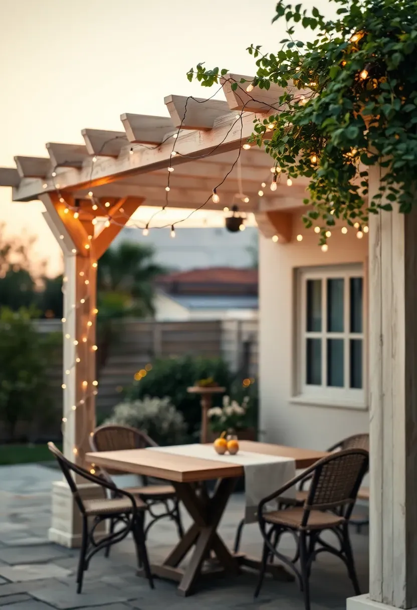 Pergola drape for outdoor dining