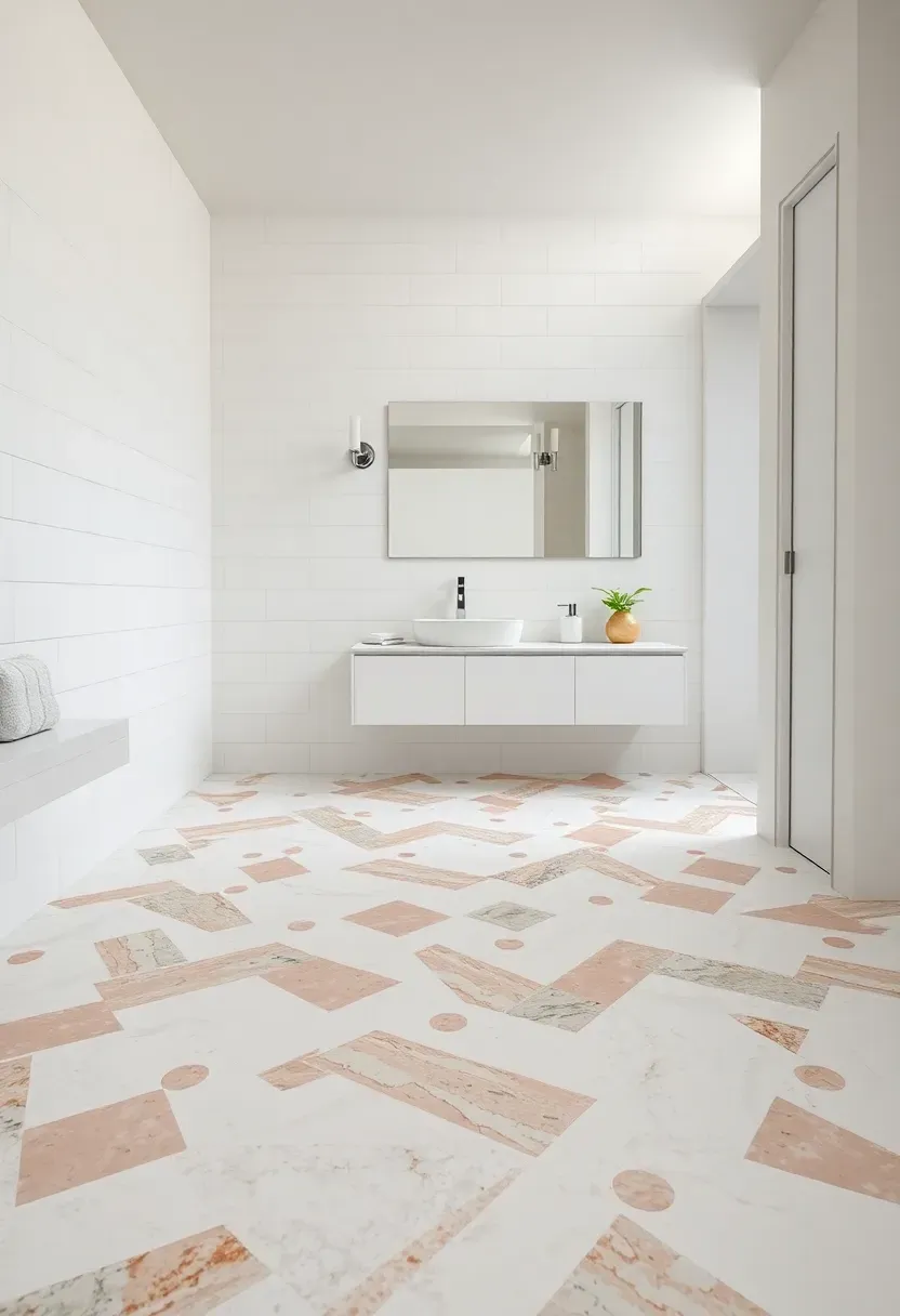 Terrazzo bathroom featuring speckled terrazzo surfaces in modern colorful design