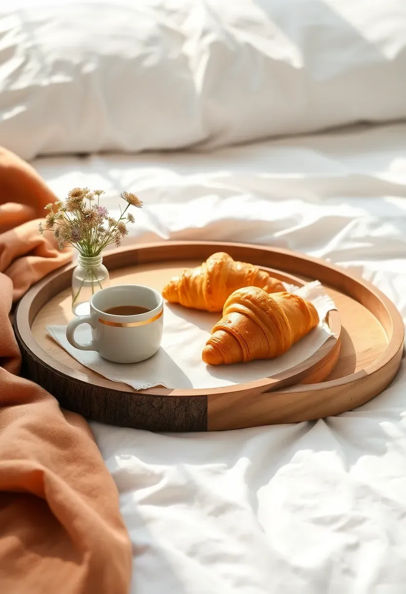 Three earthy handmade ceramic vessels in rust, sand, and olive glazes grouped on a round terracotta tray