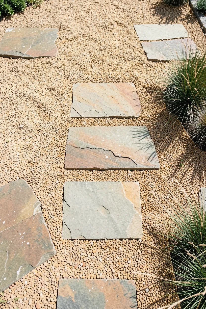 Flagstone and Gravel Mix Patio
