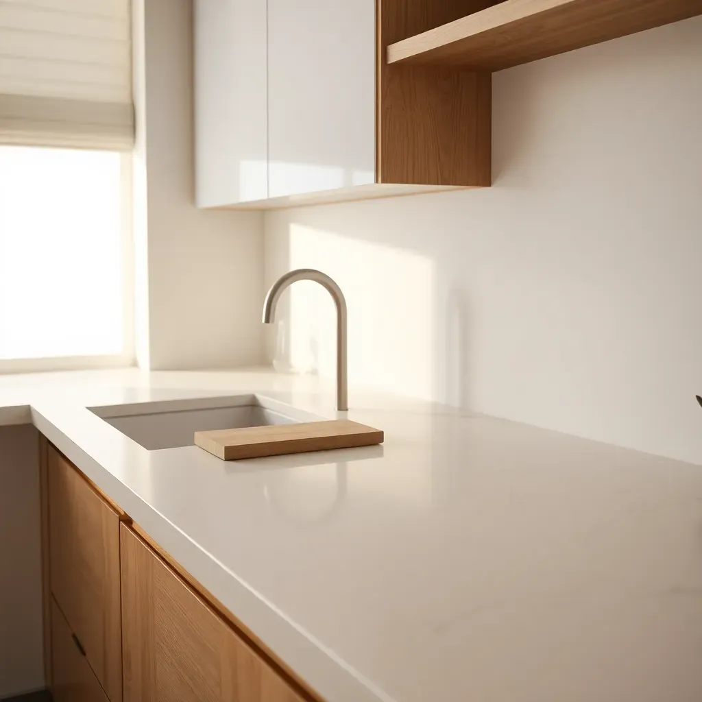 Slim quartz counters with eased edges