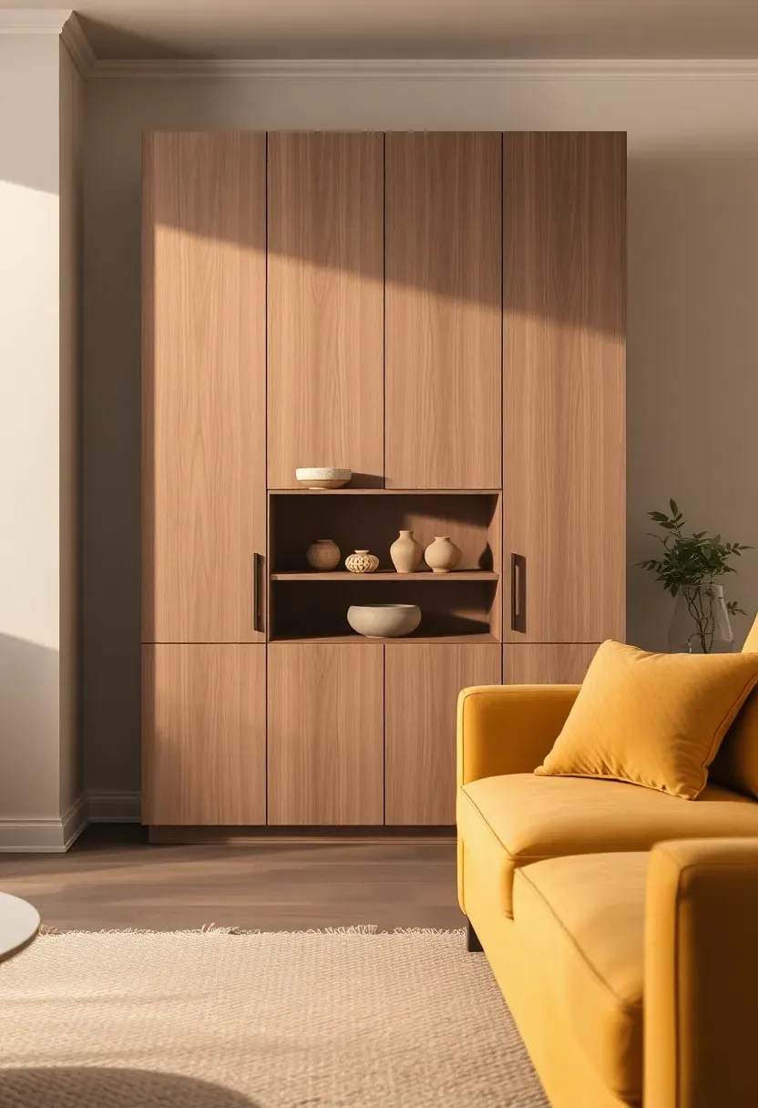 Closed base cabinets with slim display band