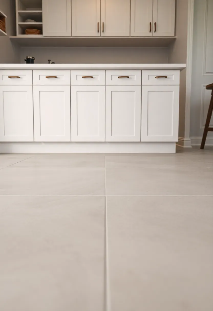 Seamless flooring in large-format tiles