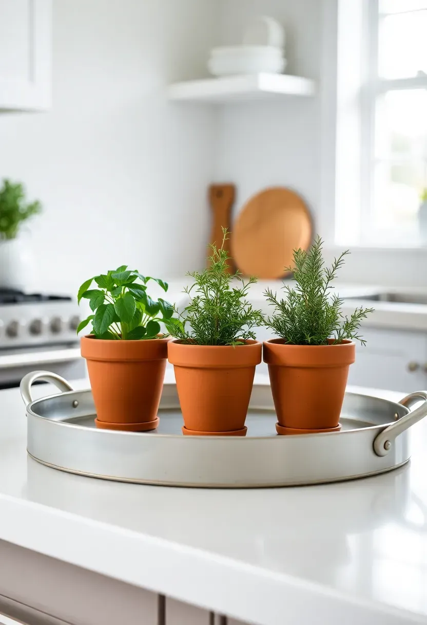 Round slate tray on a low shelf holding a selenite crystal tower, rose quartz palm stone, and three small tea light candles for a meditation corner