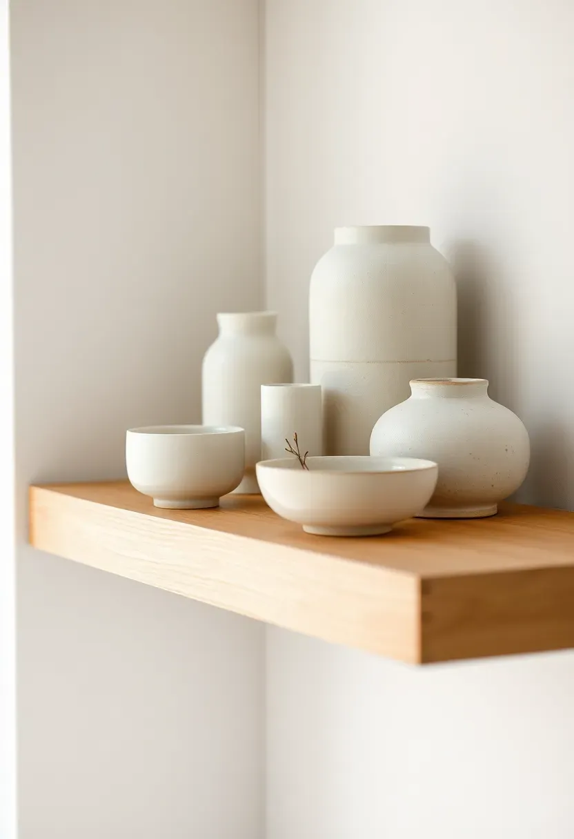 Small collection of handmade ceramics on shelf