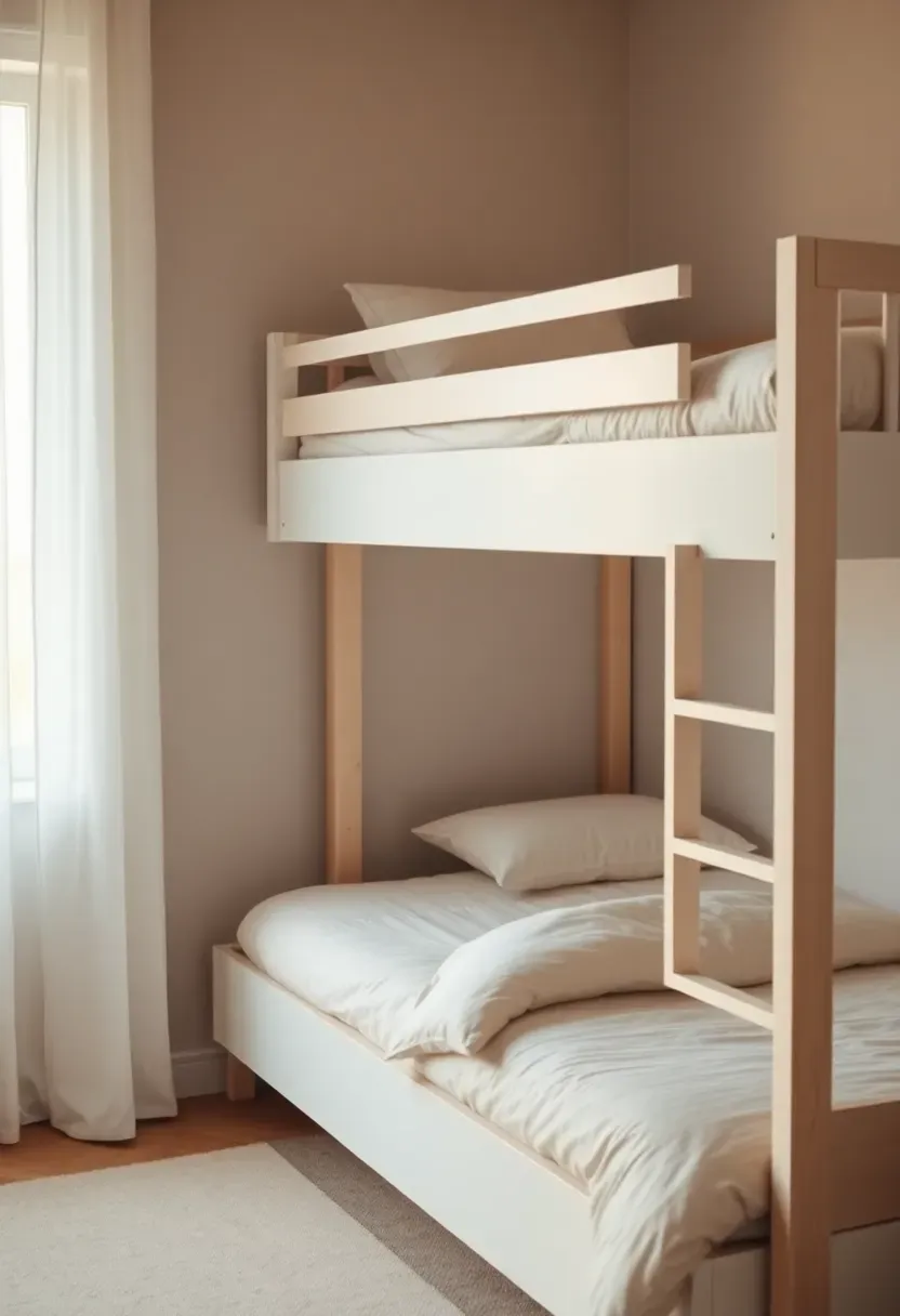 Minimal bunk bed with pull-out trundle