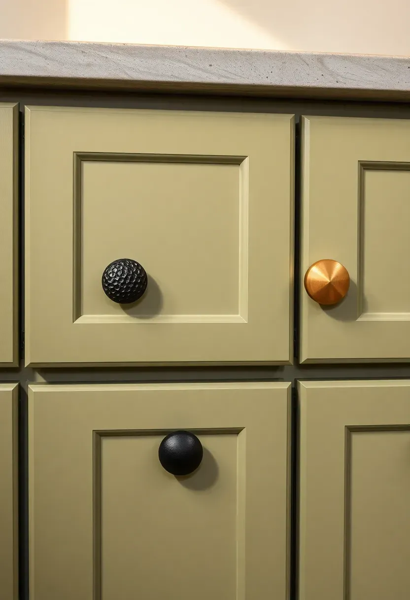 barndominium kitchen cabinets with mixed metal hardware in black iron and brushed brass