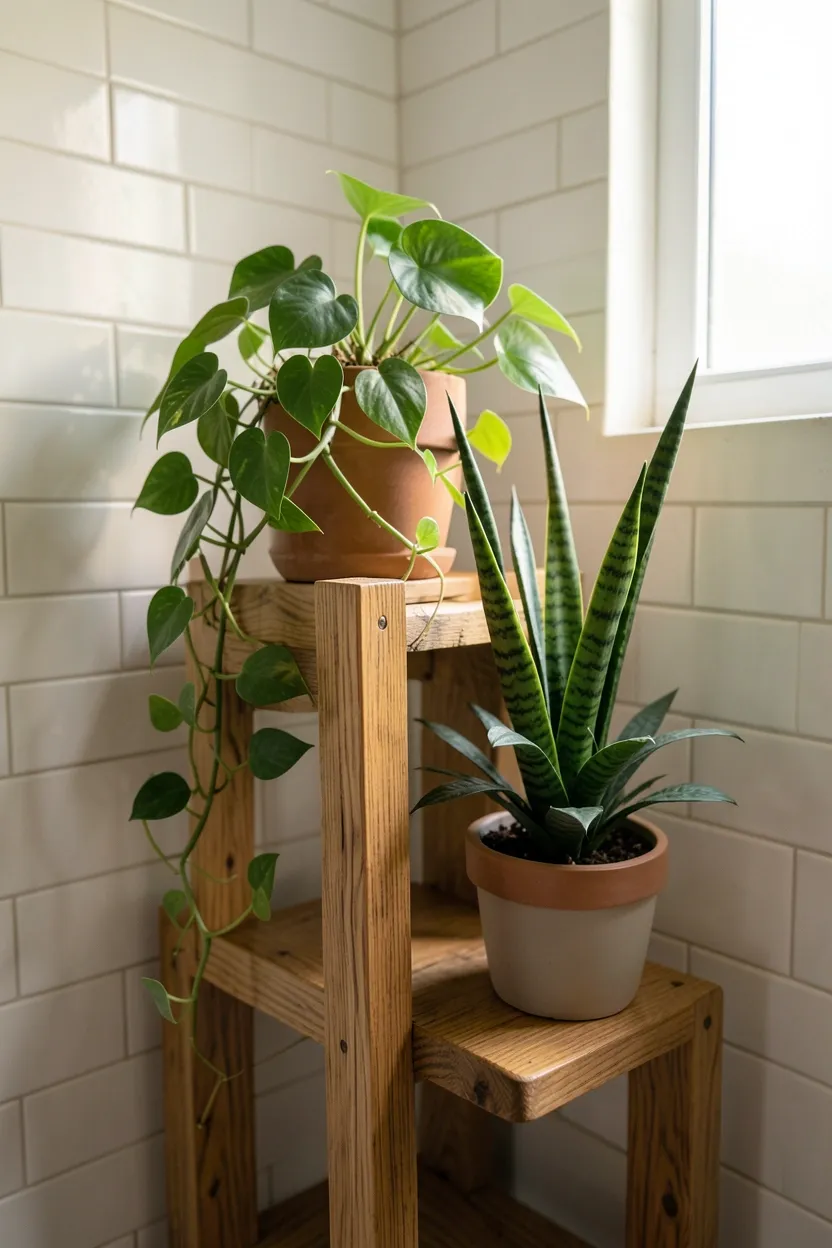 Live-edge walnut slab wood countertop on a bathroom vanity in a rental apartment, natural irregular edge with undermount sink and modern faucet