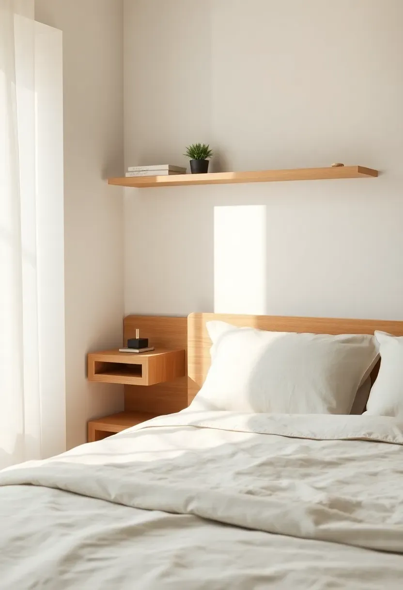 Compact nightstand wall with shelf lighting