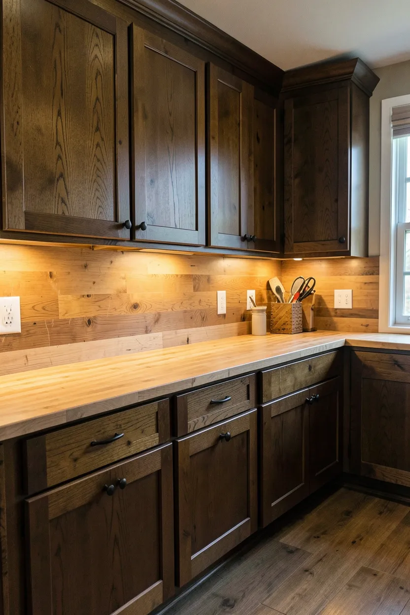Dark Wood Kitchen with Butcher Block Countertops