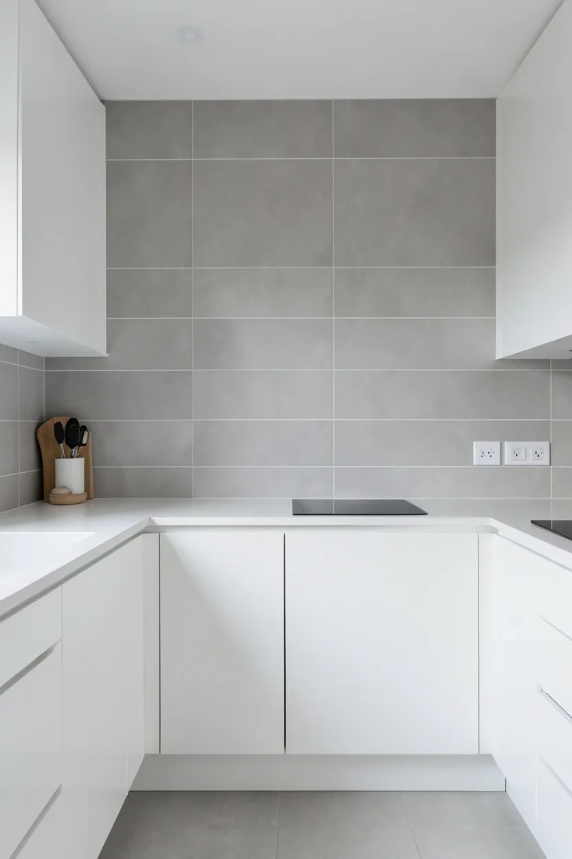 Large Format Tile Backsplash in Scandinavian Kitchen