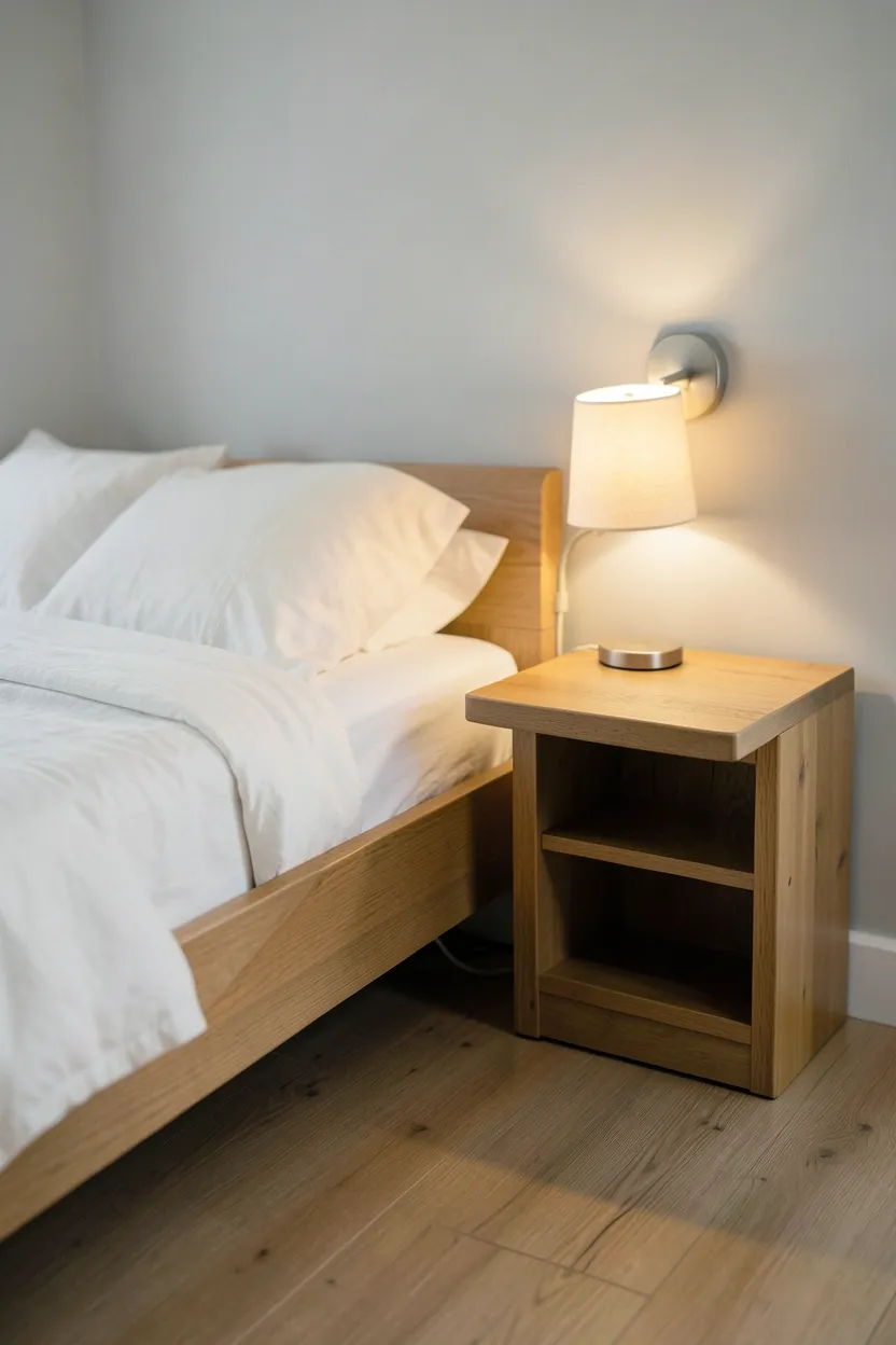 Compact Bed Frame with Built-in Side Tables
