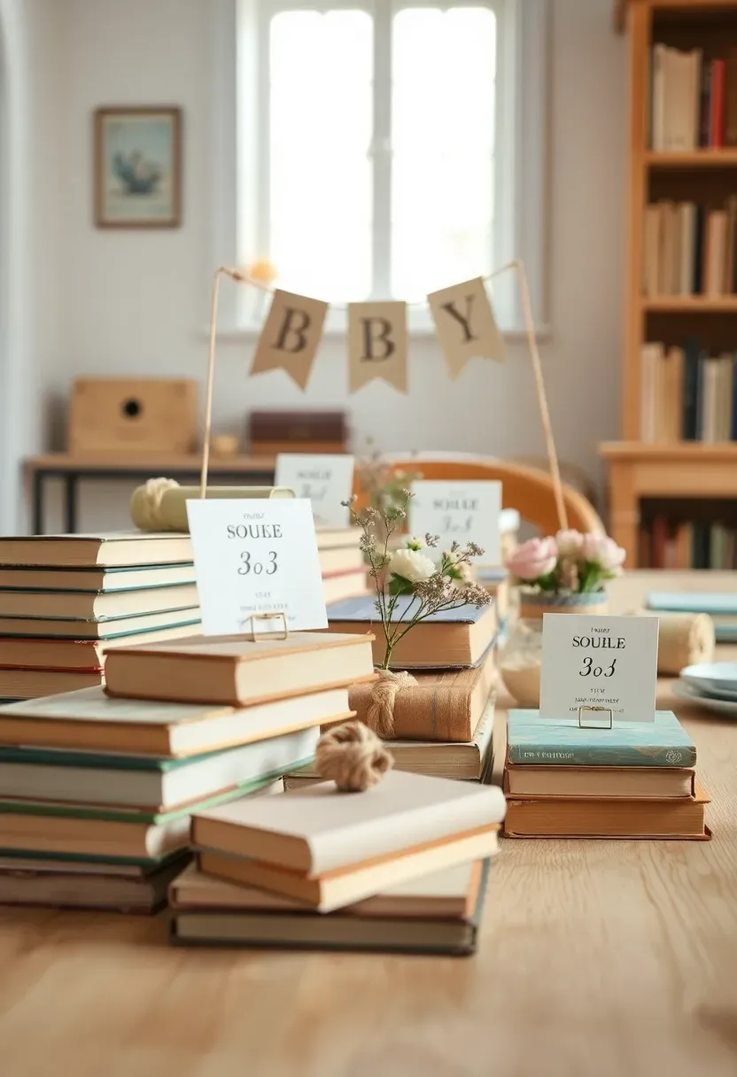 storybook themed baby shower with fairy tale book decorations and whimsical centerpieces