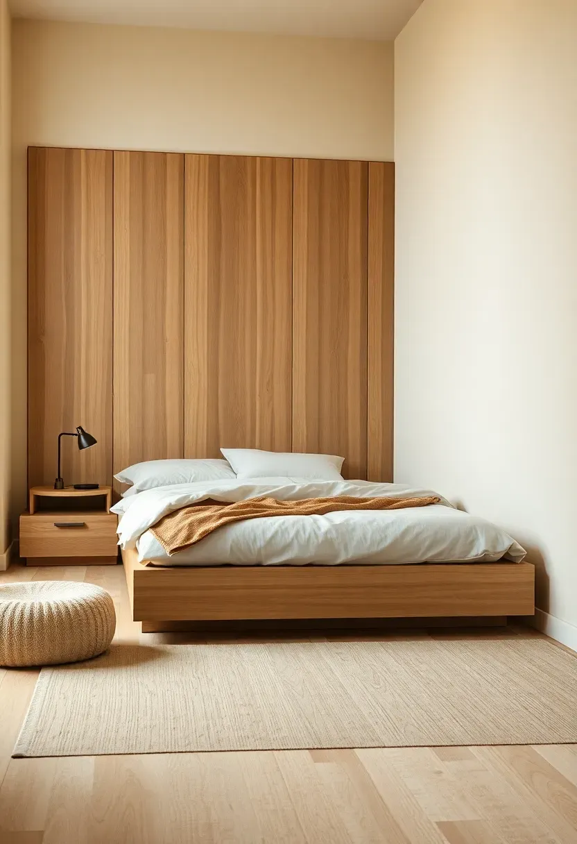 Built-in oak storage that hides clutter and shows grain