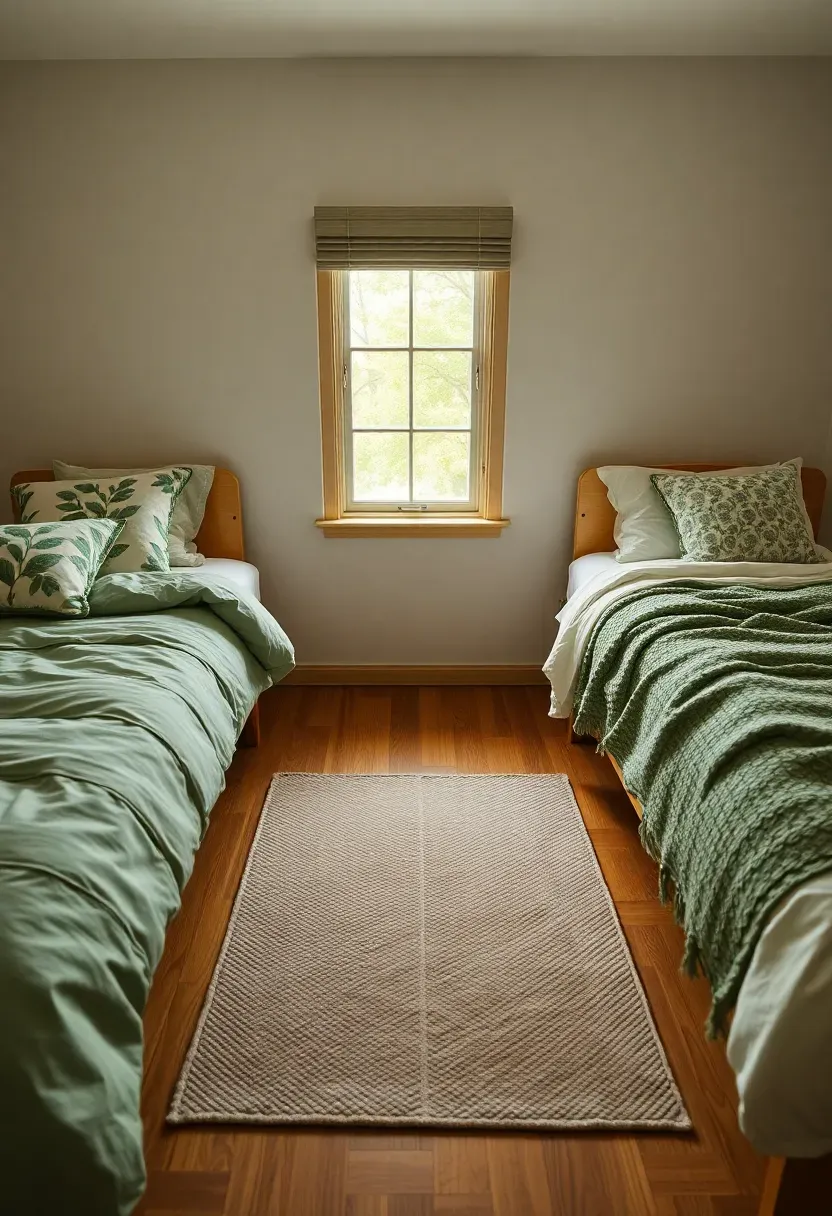 coordinated roommate dorm room with matching color scheme but different personal styles