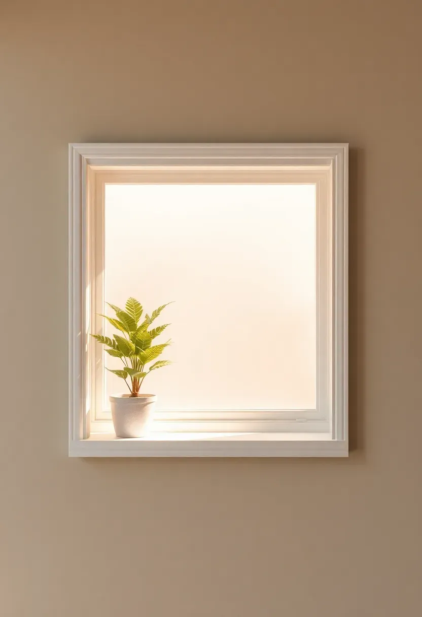 Artificial daylight well panel installed on a basement wall, mimicking a window with diffused warm natural light