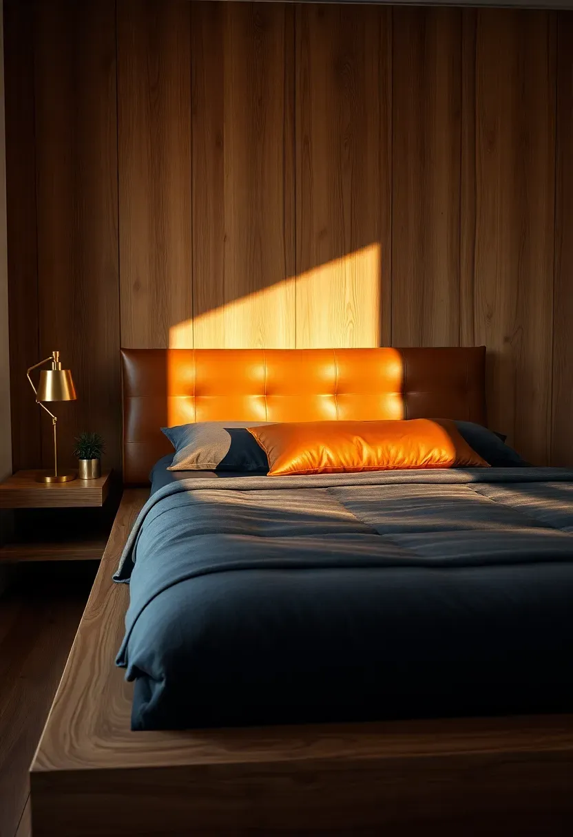 Leather and Wood Modern Bedroom