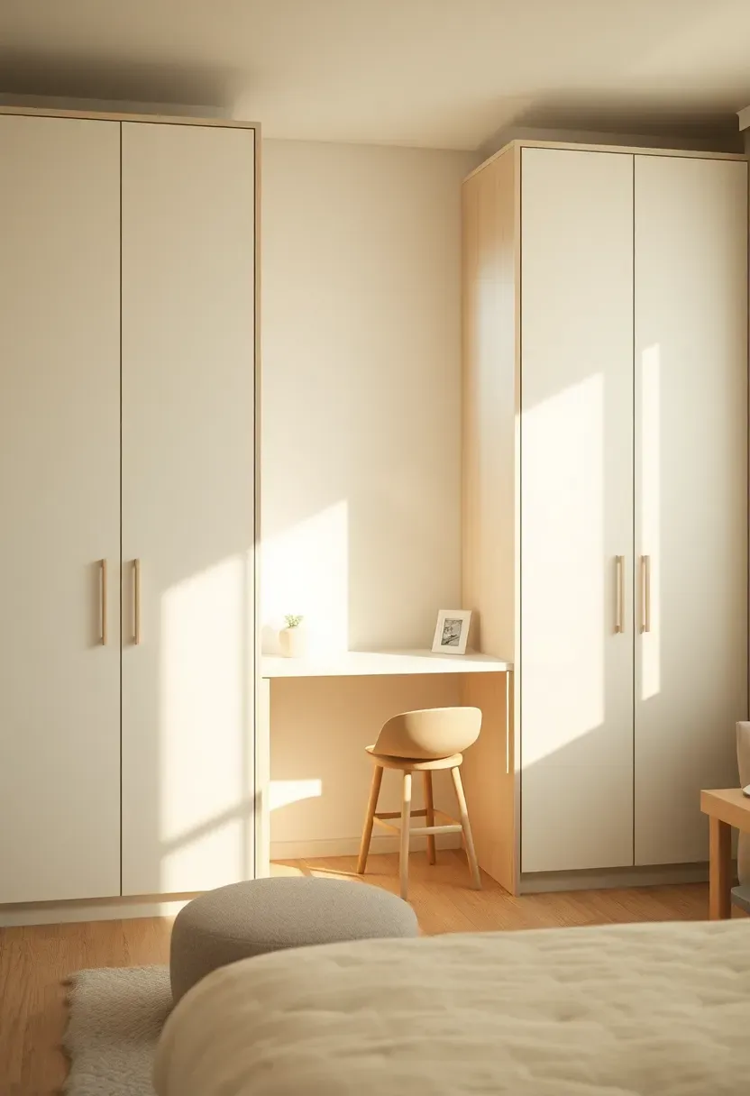 Built-in desk and wardrobe wall system