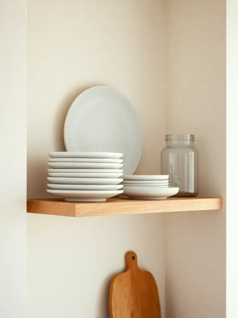 Slimline shelf run for daily ceramics