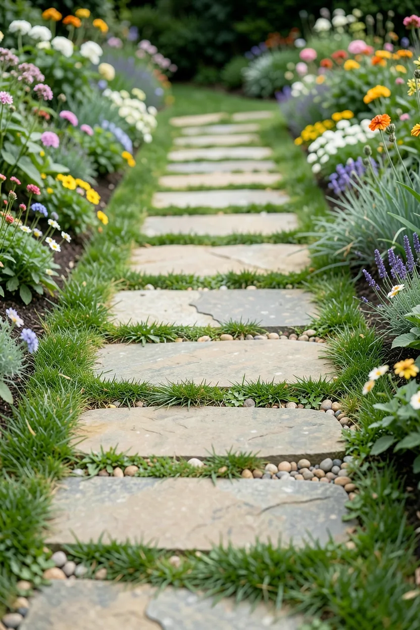Stepping Stone Paver Walkway