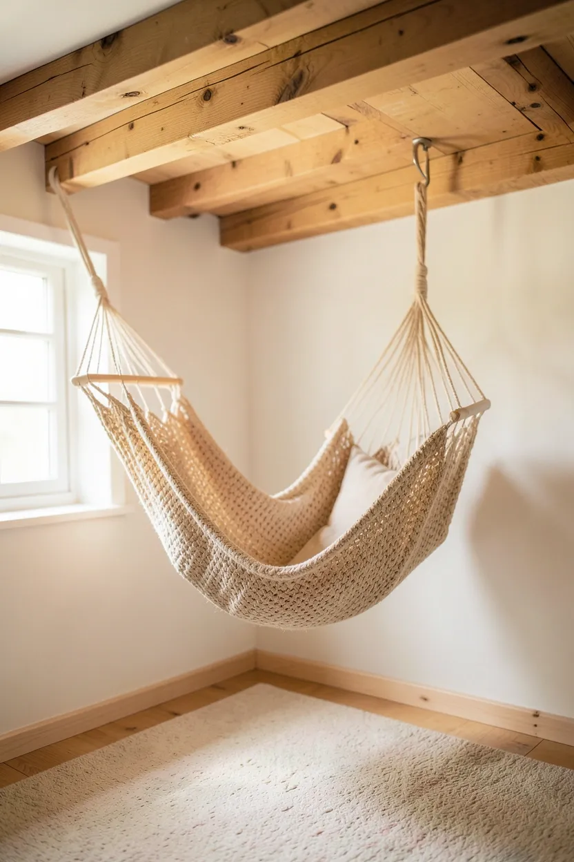 Ceiling-hung chair for floor space