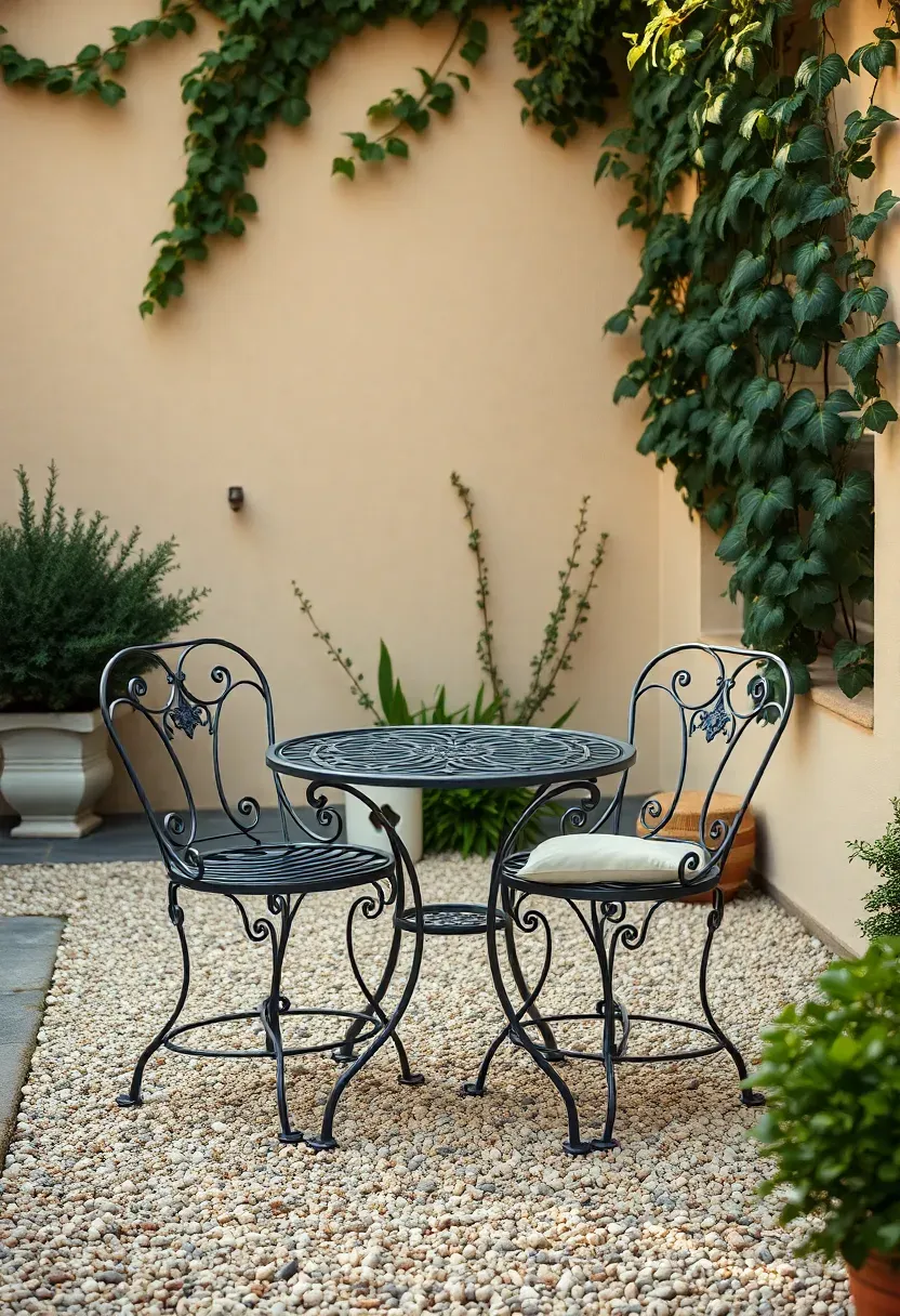 Gravel courtyard with bistro set