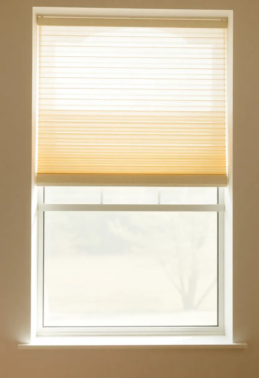 Cellular honeycomb shades in an enclosed sunroom filtering soft light and providing insulation, neutral palette
