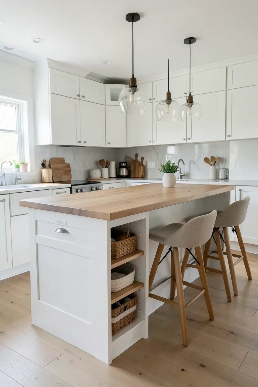 Scandinavian Kitchen Island with Built-In Storage