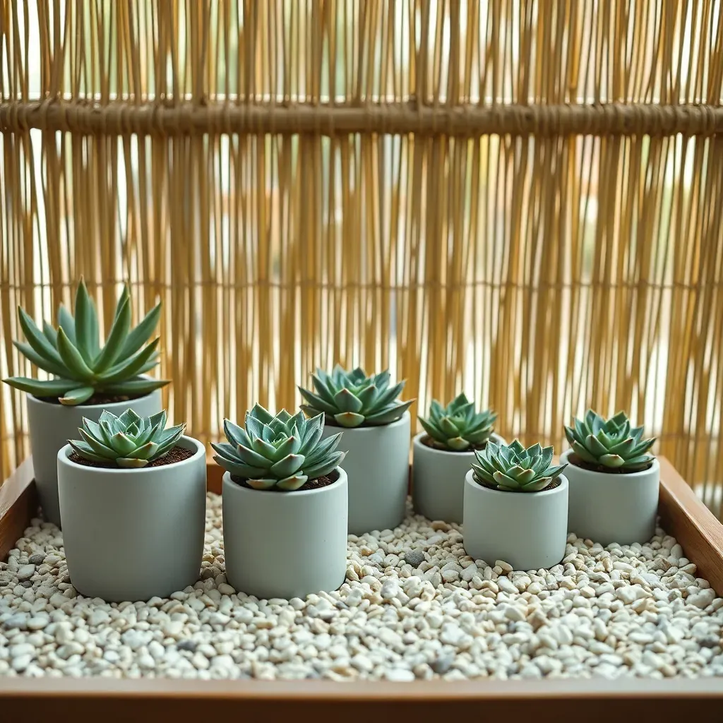Gravel tray succulent zone behind a privacy screen