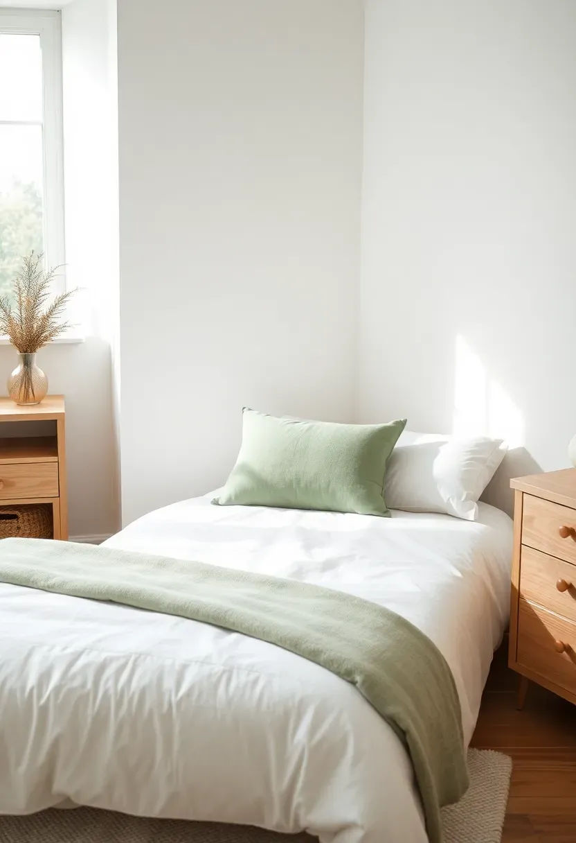 Single plant or natural elements in bedroom