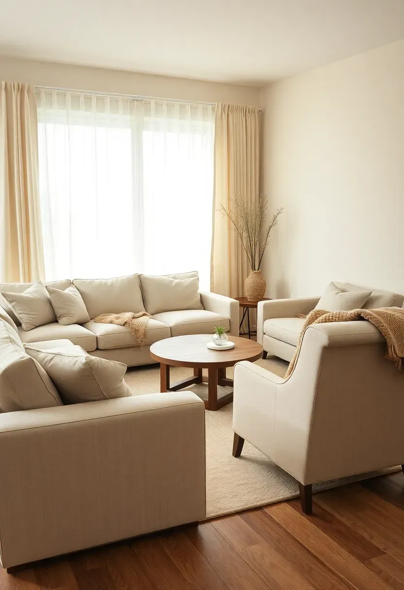 Rearranged minimal bedroom with furniture pulled from walls to create open floor space