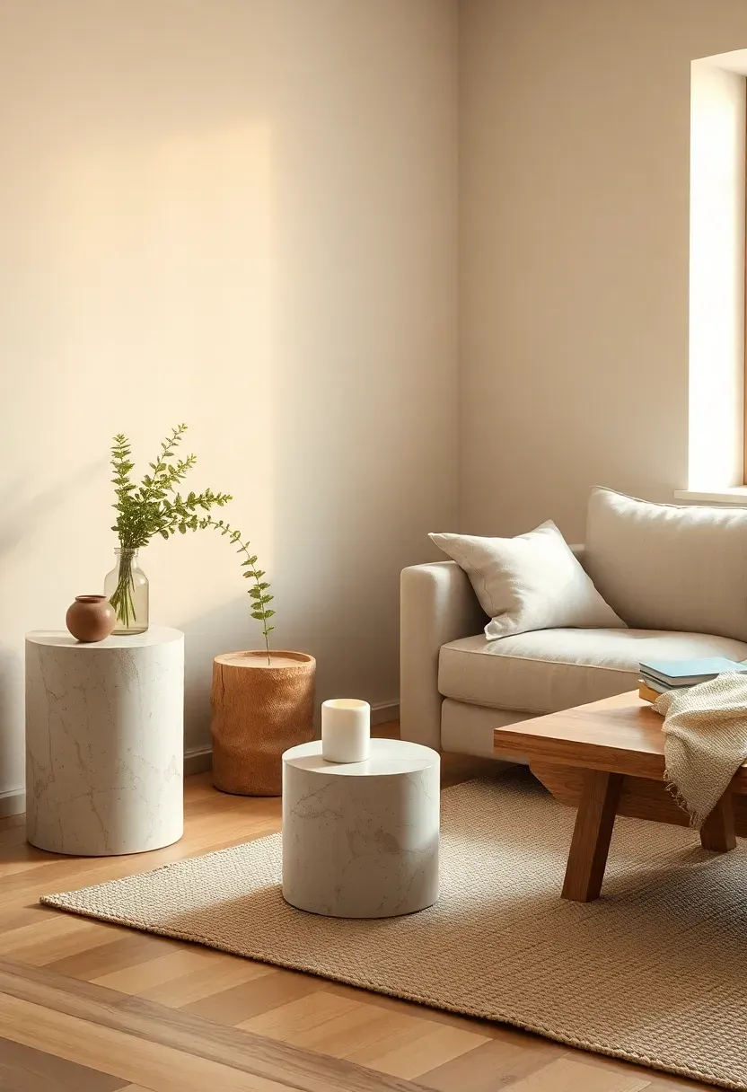 Stone and wood mix with restrained accessories